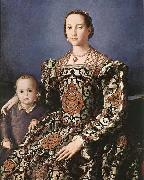 BRONZINO, Agnolo Eleonora of Toledo with her son Giovanni de- Medici oil painting artist